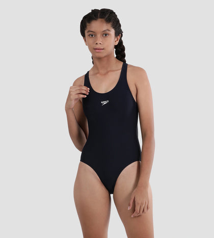 Girl's Endurance 10 Splashback One Piece V-Cut Swimsuit - Navy