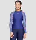 Girl's Recycled Endura Brite Print Long Sleeve Suntop - Ammonite & Soft Coral