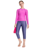 Girl's Endura Brite Long Sleeve Suntop - Neon Violet & Hapuna Blue