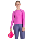 Girl's Endura Brite Long Sleeve Suntop - Neon Violet & Hapuna Blue