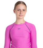 Girl's Endura Brite Long Sleeve Suntop - Neon Violet & Hapuna Blue