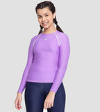 Girl's Recycled Endura Brite Long Sleeve Suntop - Miami Lilac & White