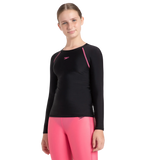 Girl's Endurance 10 Long Sleeve Suntop - Black & Fandango Pink