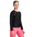Girl's Endurance 10 Long Sleeve Suntop - Black & Fandango Pink