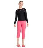 Girl's Endurance 10 Long Sleeve Suntop - Black & Fandango Pink