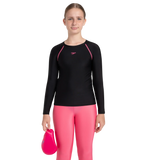 Girl's Endurance 10 Long Sleeve Suntop - Black & Fandango Pink