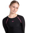 Girl's Endurance 10 Long Sleeve Suntop - Black & Fandango Pink