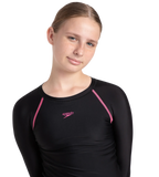Girl's Endurance 10 Long Sleeve Suntop - Black & Fandango Pink