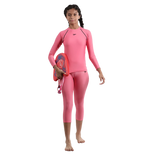 Girl's Recycled Endura Brite Long sleeve Suntop - Fandango Pink & True Navy