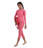 Girl's Recycled Endura Brite Long sleeve Suntop - Fandango Pink & True Navy