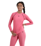 Girl's Recycled Endura Brite Long sleeve Suntop - Fandango Pink & True Navy