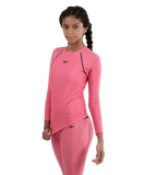 Girl's Recycled Endura Brite Long sleeve Suntop - Fandango Pink & True Navy