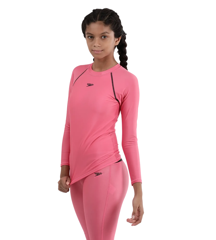Girl's Recycled Endura Brite Long sleeve Suntop - Fandango Pink & True Navy