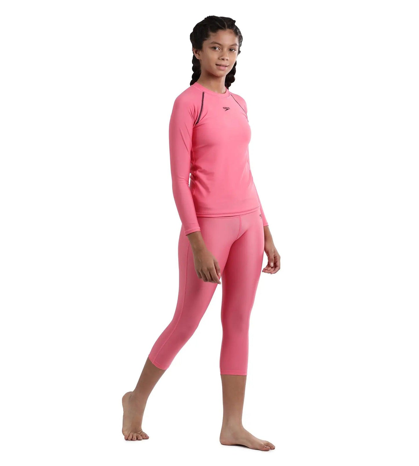 Girl's Solid Long sleeve Suntop - Fandango Pink  &  True Navy_5