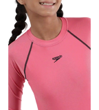 Girl's Recycled Endura Brite Long sleeve Suntop - Fandango Pink & True Navy