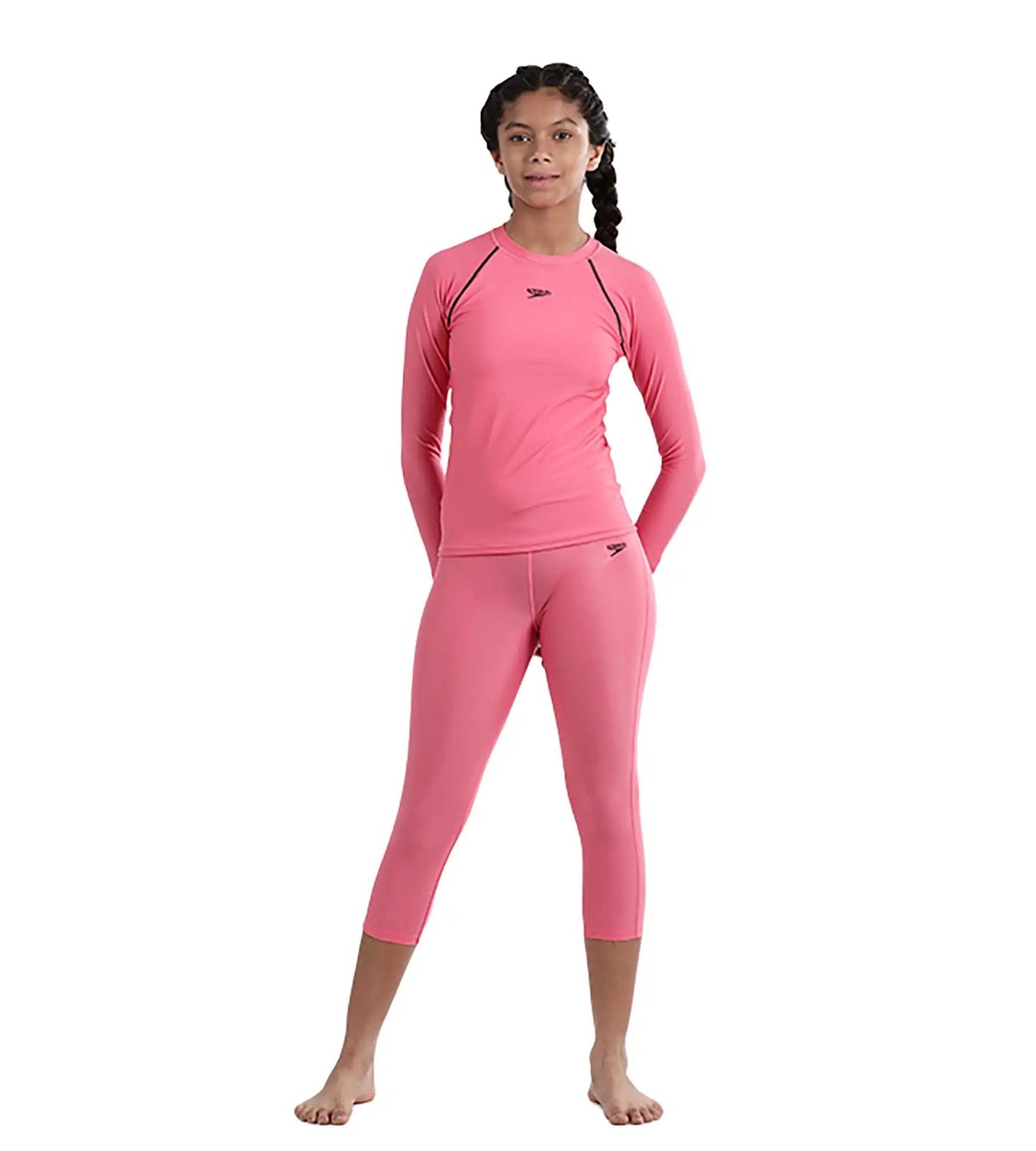 Girl's Solid Long sleeve Suntop - Fandango Pink  &  True Navy_7