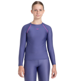 Girl's Endura Brite Long Sleeve Suntop - Hapuna Blue & Neon Violet