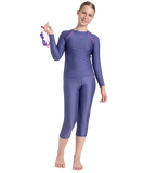 Girl's Endura Brite Long Sleeve Suntop - Hapuna Blue & Neon Violet
