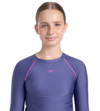 Girl's Endura Brite Long Sleeve Suntop - Hapuna Blue & Neon Violet