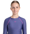 Girl's Endura Brite Long Sleeve Suntop - Hapuna Blue & Neon Violet