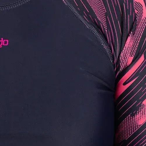 Girl's Endurance 10 Hyperboom Long Sleeve Suntop - True Navy & Electric pink
