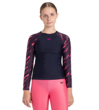 Girl's Endurance 10 Hyperboom Long Sleeve Suntop - True Navy & Electric pink