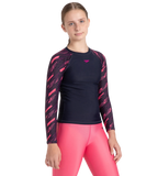 Girl's Endurance 10 Hyperboom Long Sleeve Suntop - True Navy & Electric pink