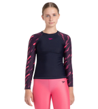 Girl's Endurance 10 Hyperboom Long Sleeve Suntop - True Navy & Electric pink