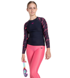Girl's Endurance 10 Hyperboom Long Sleeve Suntop - True Navy & Electric pink