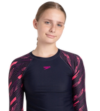 Girl's Endurance 10 Hyperboom Long Sleeve Suntop - True Navy & Electric pink