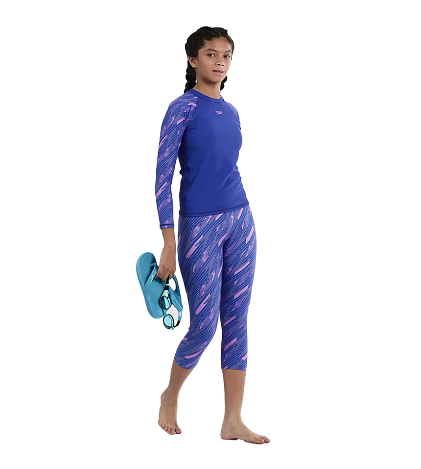 Girl's Endurance 10 Hyperboom Long Sleeve Suntop - True Cobalt & Sweet Purple