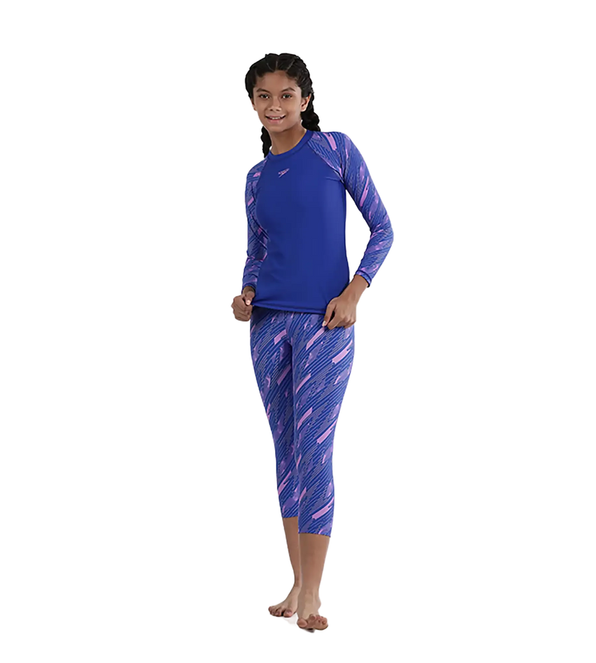 Girl's Endurance 10 Hyperboom Long Sleeve Suntop - True Cobalt & Sweet Purple