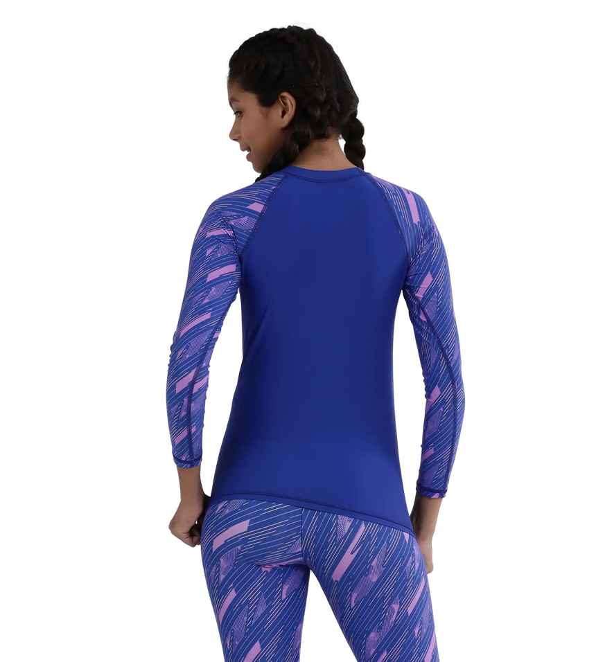 Girl's Endurance 10 Hyperboom Long Sleeve Suntop - True Cobalt & Sweet Purple