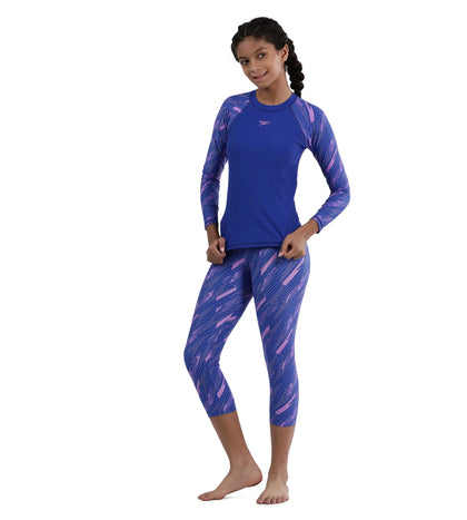 Girl's Endurance Hyperboom Long Sleeve Suntop - True Cobalt  &  Sweet Purple_6