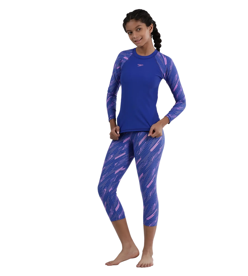 Girl's Endurance 10 Hyperboom Long Sleeve Suntop - True Cobalt & Sweet Purple