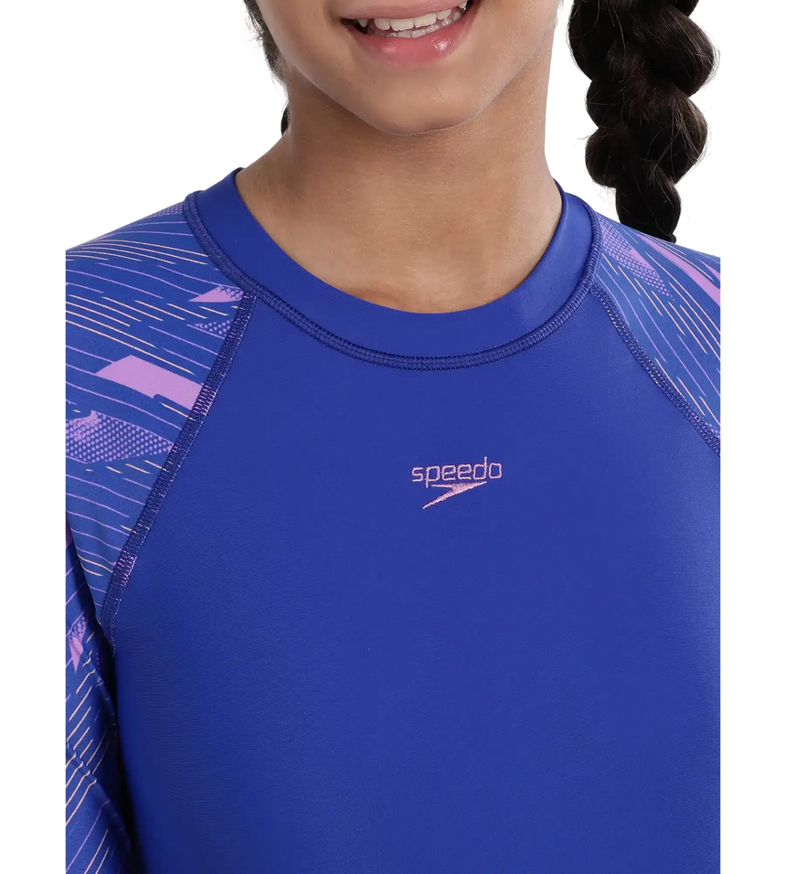 Girl's Endurance 10 Hyperboom Long Sleeve Suntop - True Cobalt & Sweet Purple