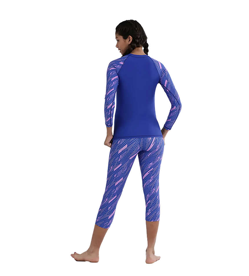 Girl's Endurance 10 Hyperboom Long Sleeve Suntop - True Cobalt & Sweet Purple