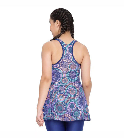 Girl's Endurance Printed Swimdress With Boyleg - Ammonite & Soft Coral_5