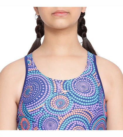 Girl's Endurance Printed Swimdress With Boyleg - Ammonite & Soft Coral_7