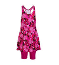 Girls Endurance 10 Astrofizz Printed Racerback Swimdress - Lava Red, Electric Pink & Black