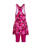 Girls Endurance 10 Astrofizz Printed Racerback Swimdress - Lava Red, Electric Pink & Black