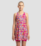 Girl's Endurance 10 Printed Racerback Swimdress With Boyleg - Electric pink & Citron