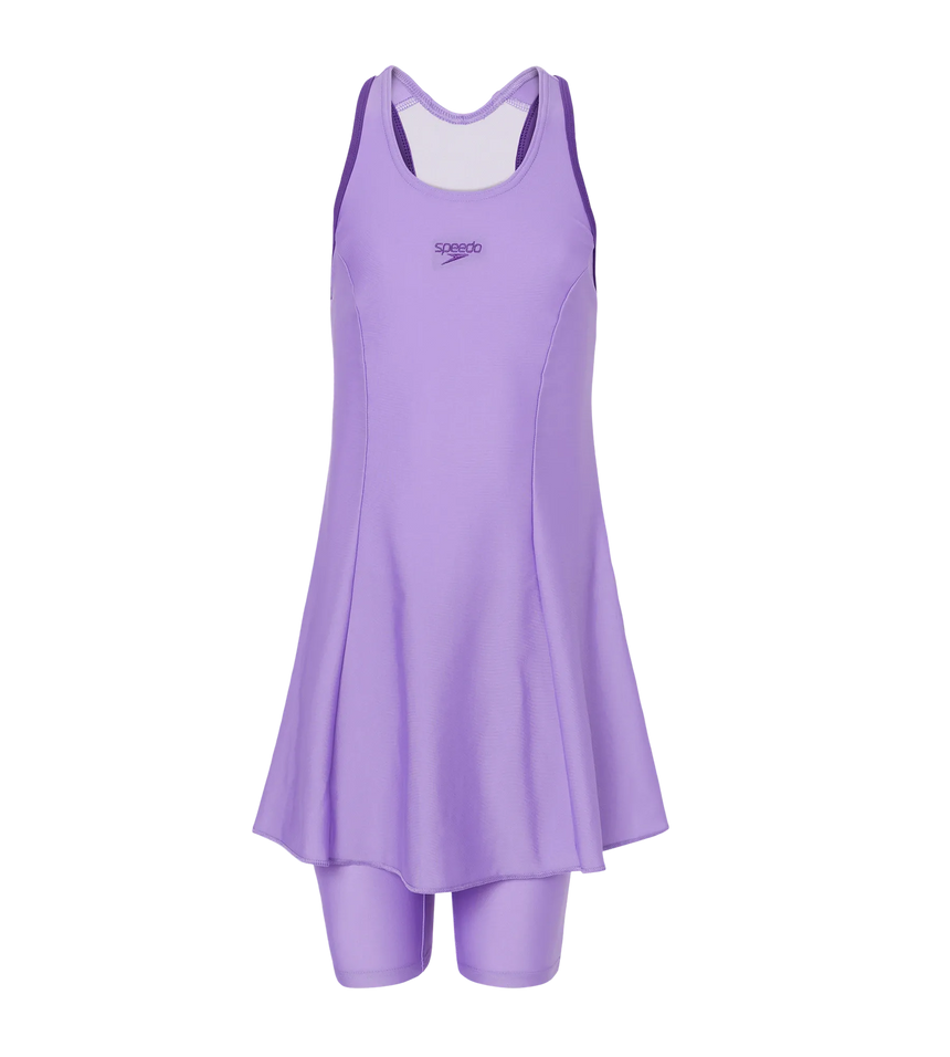 Girl's Endurabrite Racerback Swimdress With Boyleg - Purple Mist & Tillandsia Purple