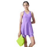 Girl's Endurabrite Racerback Swimdress With Boyleg - Purple Mist & Tillandsia Purple