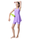 Girl's Endurabrite Racerback Swimdress With Boyleg - Purple Mist & Tillandsia Purple