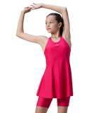 Girl's Enduraflex Racerback Swimdress With Boyleg - Ruby & Pink Lemonade