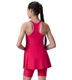 Girl's Enduraflex Racerback Swimdress With Boyleg - Ruby & Pink Lemonade
