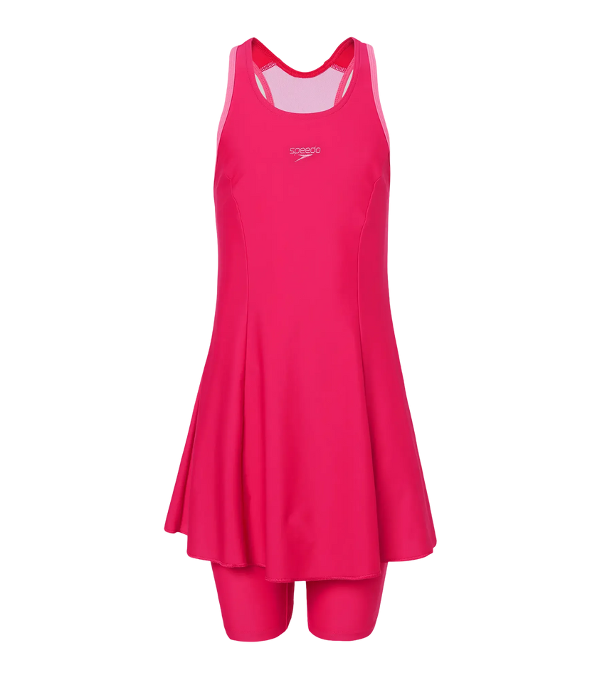 Girl's Enduraflex Racerback Swimdress With Boyleg - Ruby & Pink Lemonade