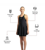 Girl's Endurance 10 Racerback Swimdress With Boyleg - True Navy & Mango