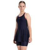 Girl's Endurance10 Racerback Swimdress With Boyleg - True Navy & Coral Sands